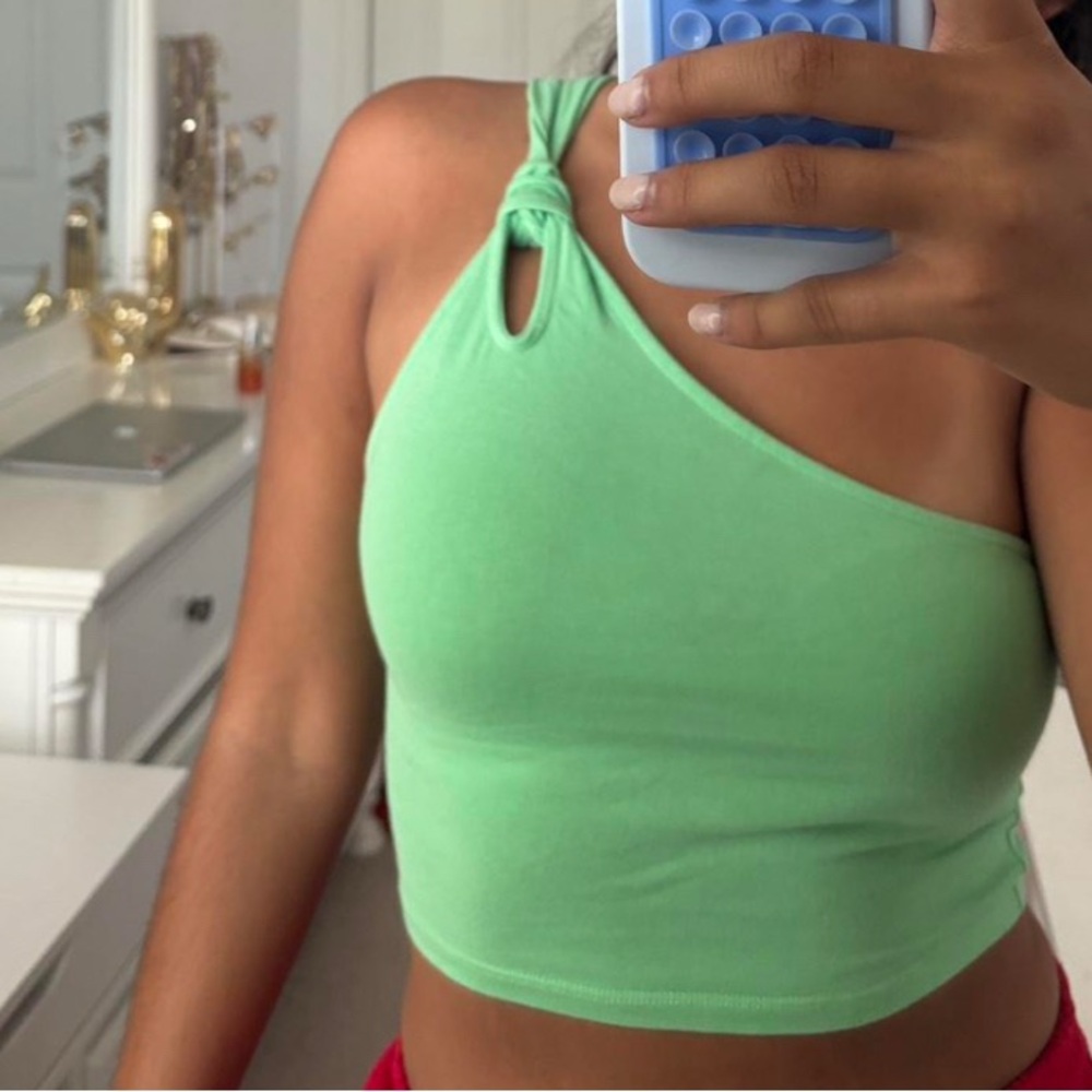 Green One-Shoulder Top